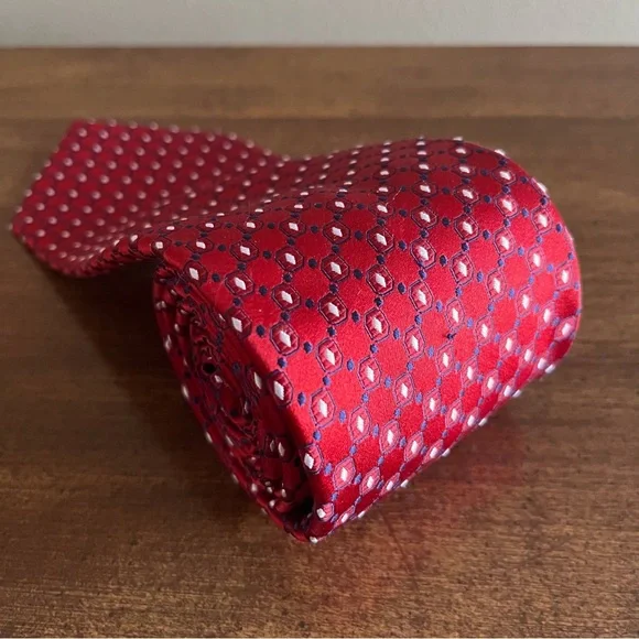 Red and White Croft & Barrow Men’s Foulard Tie - Picture 1 of 5